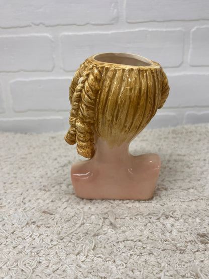 1950's Lady Head Vase Blonde with Sausage Curls