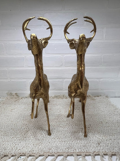 Vintage Pair of Brass Deer - Large