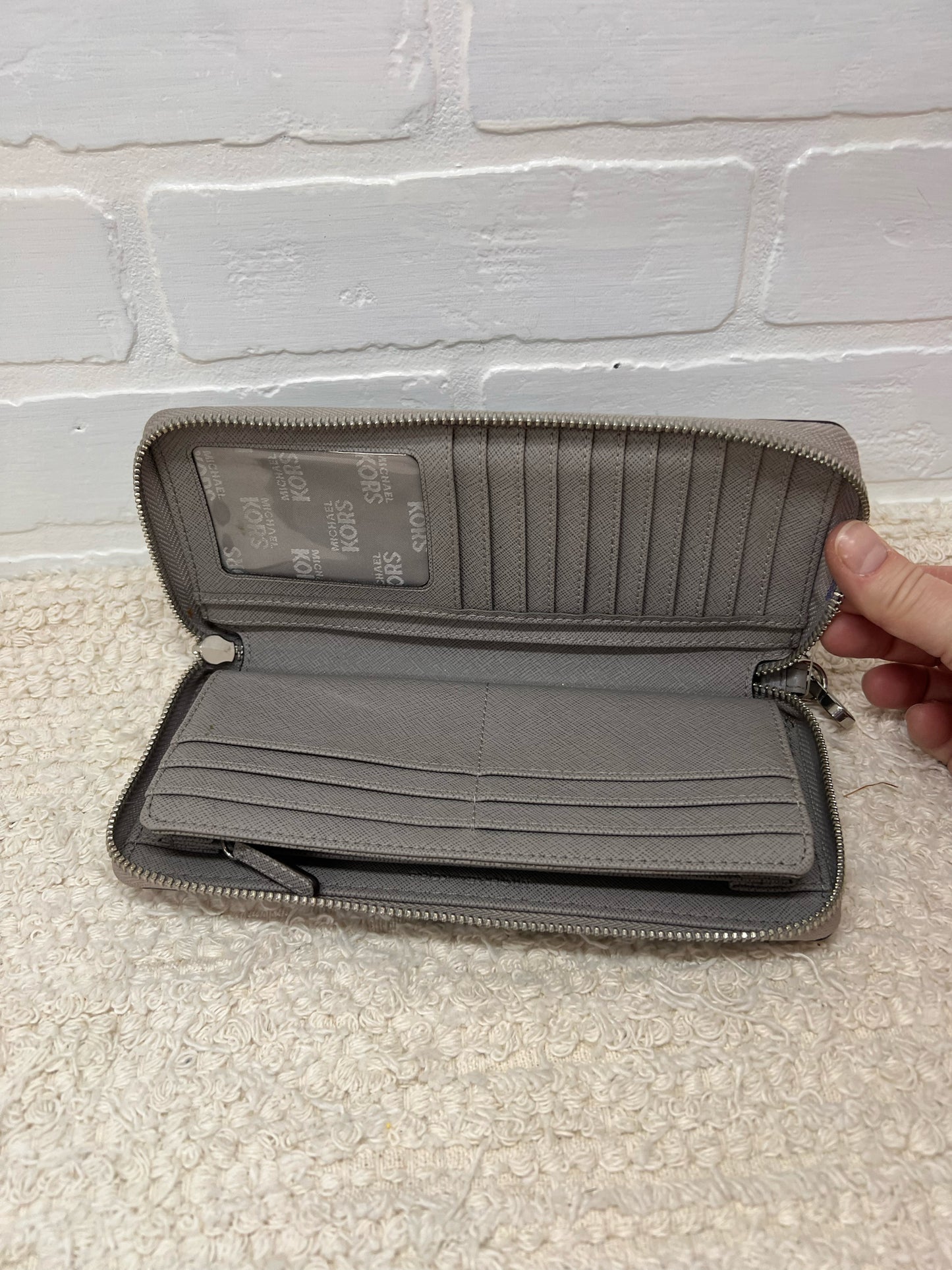 MICHAEL Michael Kors Gray Pebbled Leather Wristlet Wallet