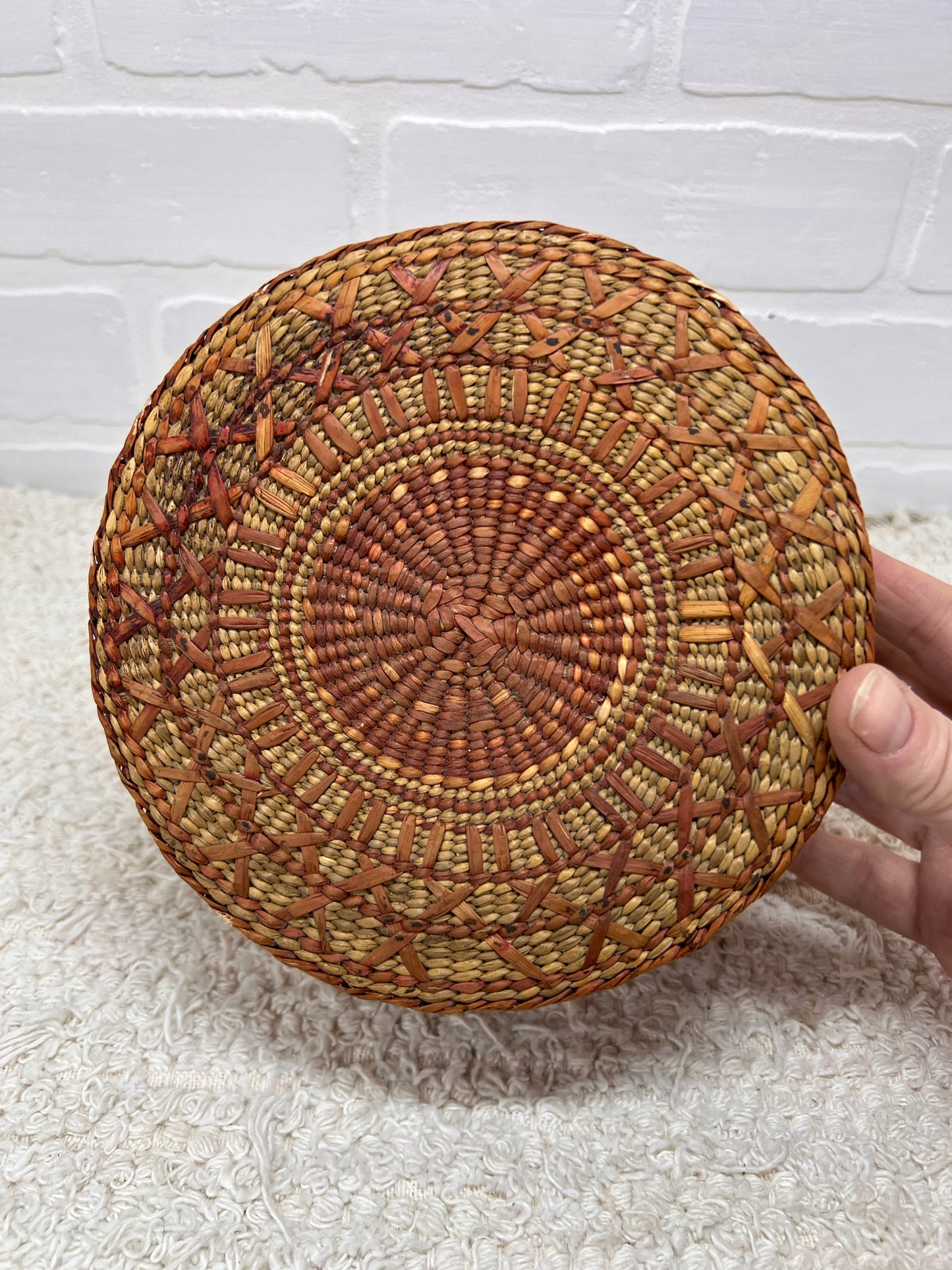 Vintage Round Lidded Basket