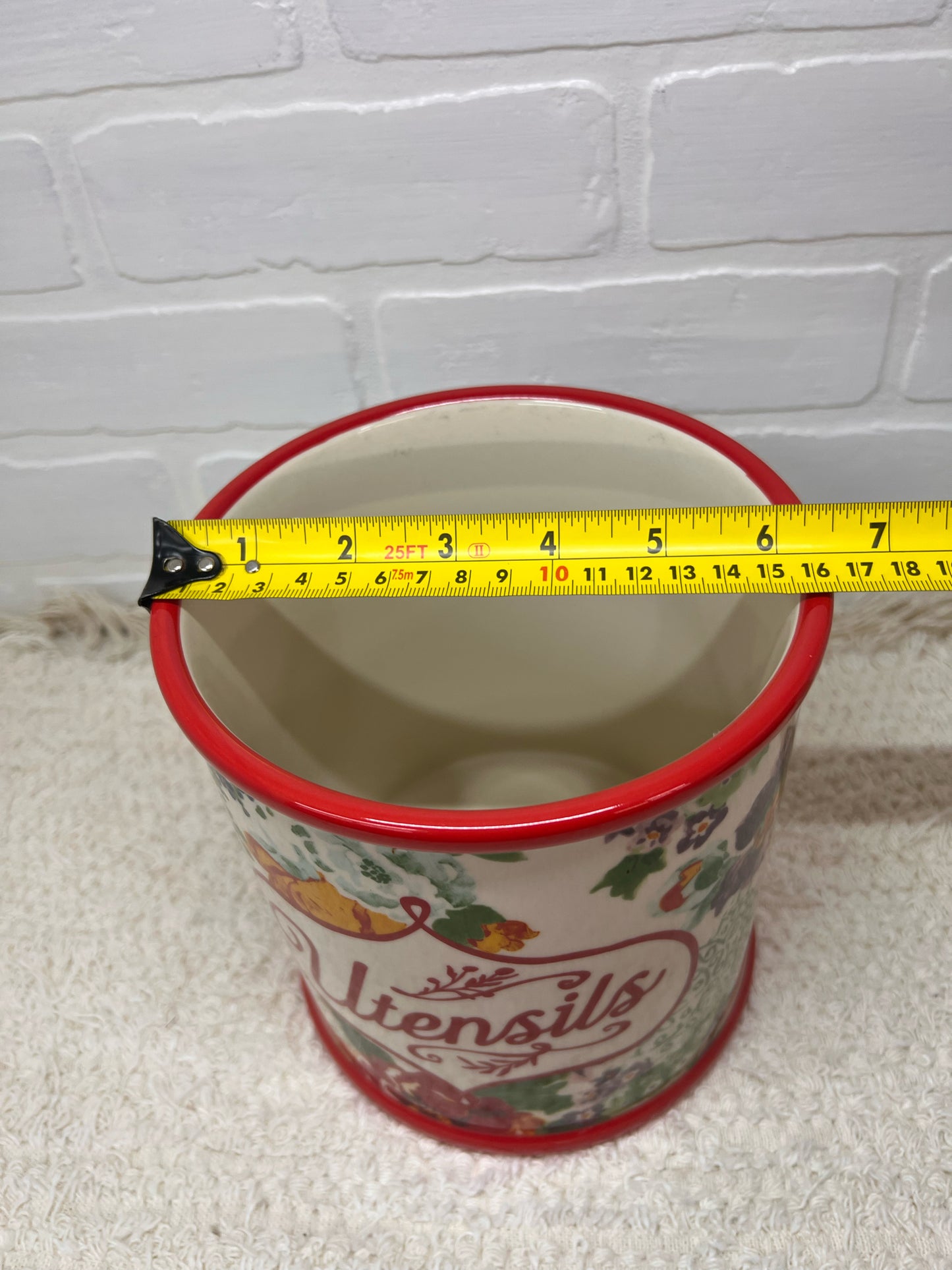 Pioneer Woman Red Floral Utensil Crock