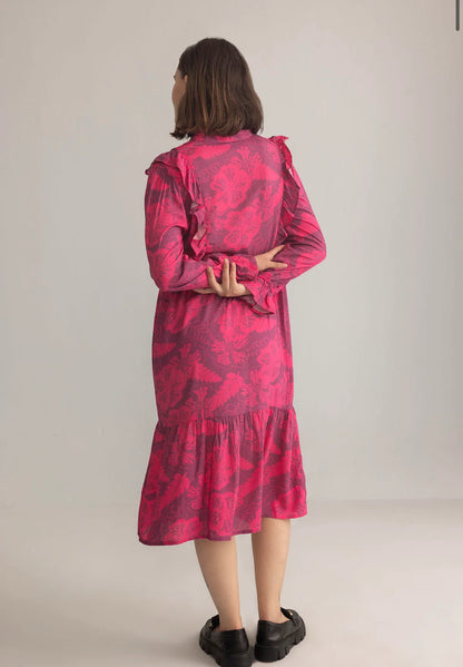 Spring Carnival Ruffle Dress in Boysenberry Pink