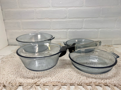 Pyrex Flameware Dish Set - 4 pieces plus handle