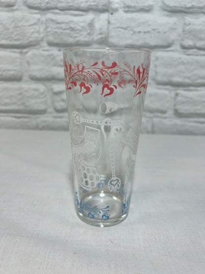 Vintage colonial pattern tall drinking tumbler