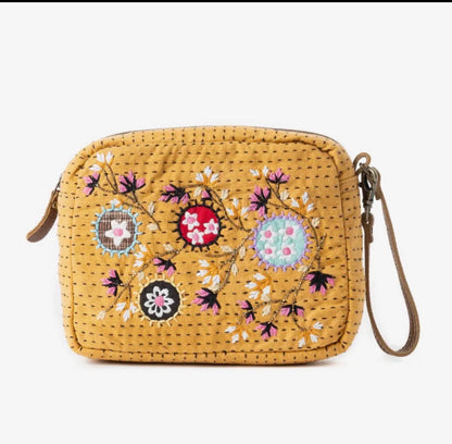 Myra Bag Daisy Pop Woven Pouch in Marigold Yellow