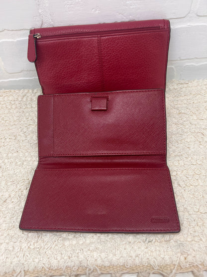 Coach Dark Red Leather Wallet w/ Coordinating Check Book Cover