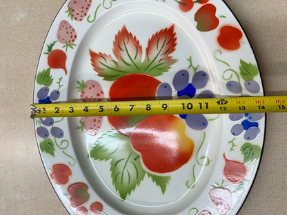 Vintage metal enamel fruit platter