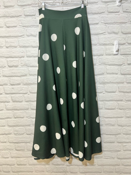 Size M Agnes & Dora long green & white polka dot skirt