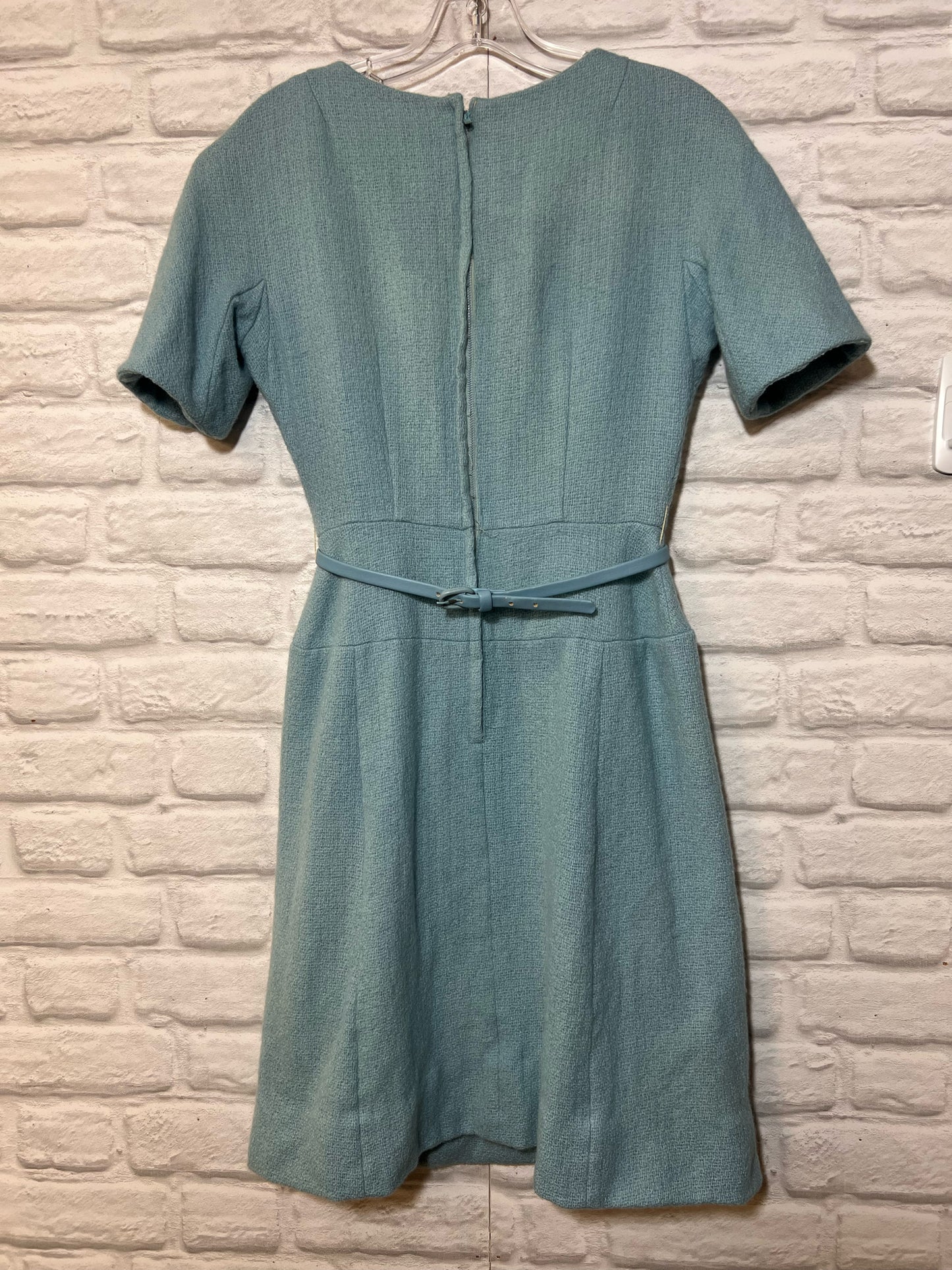 Vintage Size S Leslie Fay Light Blue Knit Dress