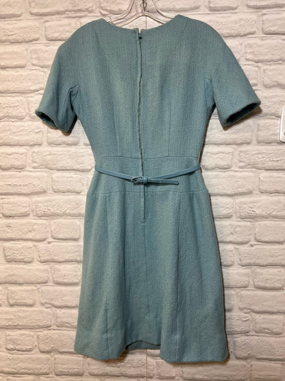 Vintage Size S Leslie Fay Light Blue Knit Dress