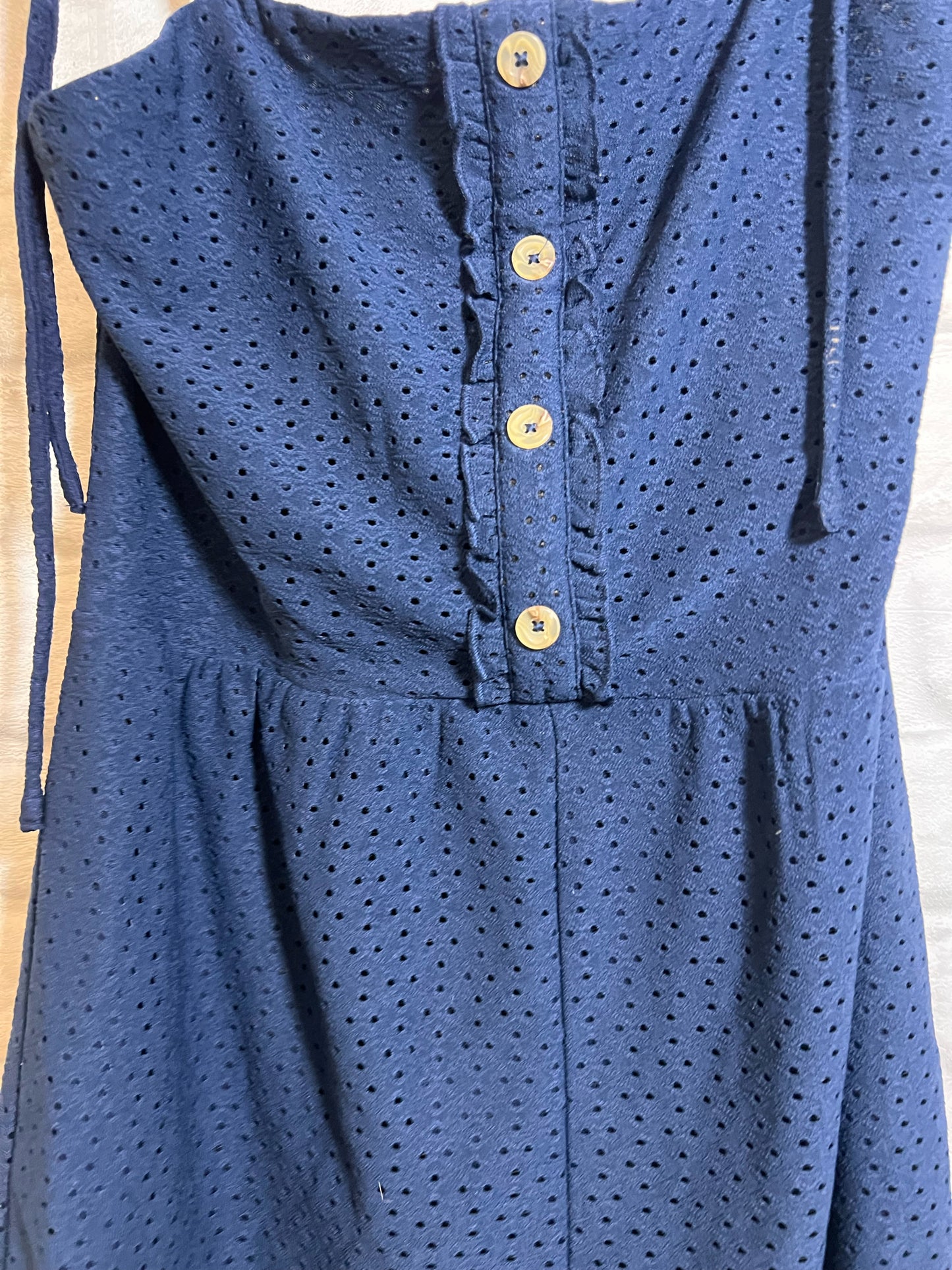 Speechless Size L NWT Romper in Navy eyelet facbric