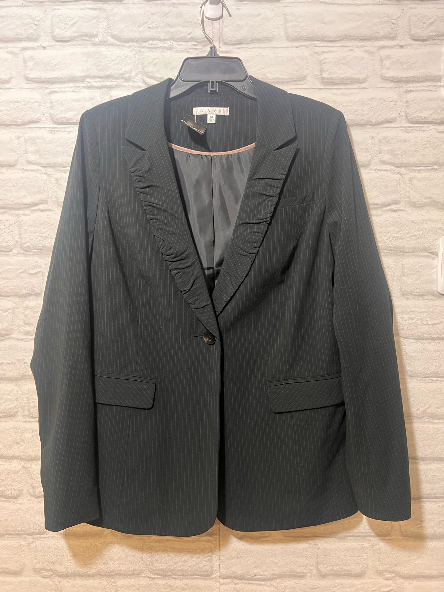 Size 12 CAbi One Button Pinstriped Blazer