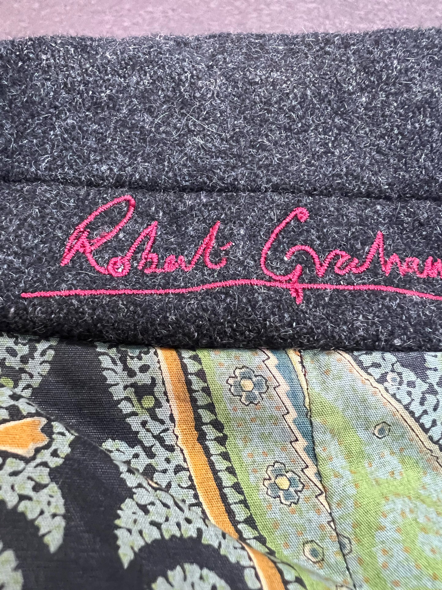 Robert Graham Mens XL Dark Gray Wool Peacoat w/ Paisley Lining