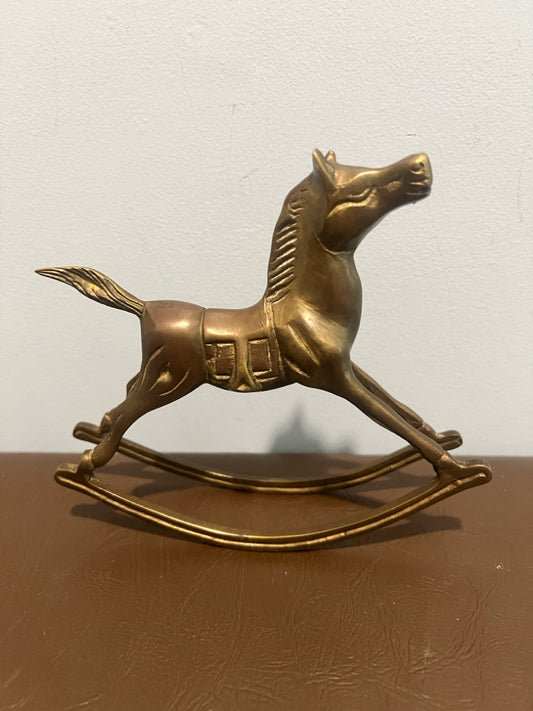 Vintage brass rocking horse figurine