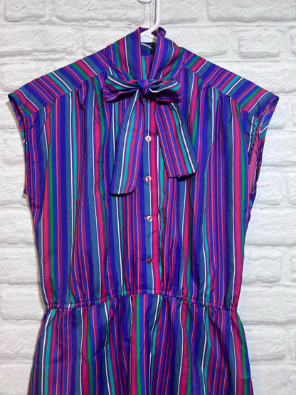 Vintage Striped Shirtwaist Style Dress Circa 1970's
