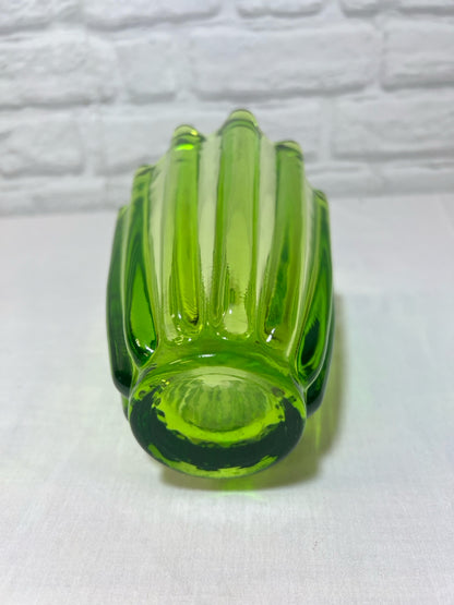 Fostoria green ribbed glass vase