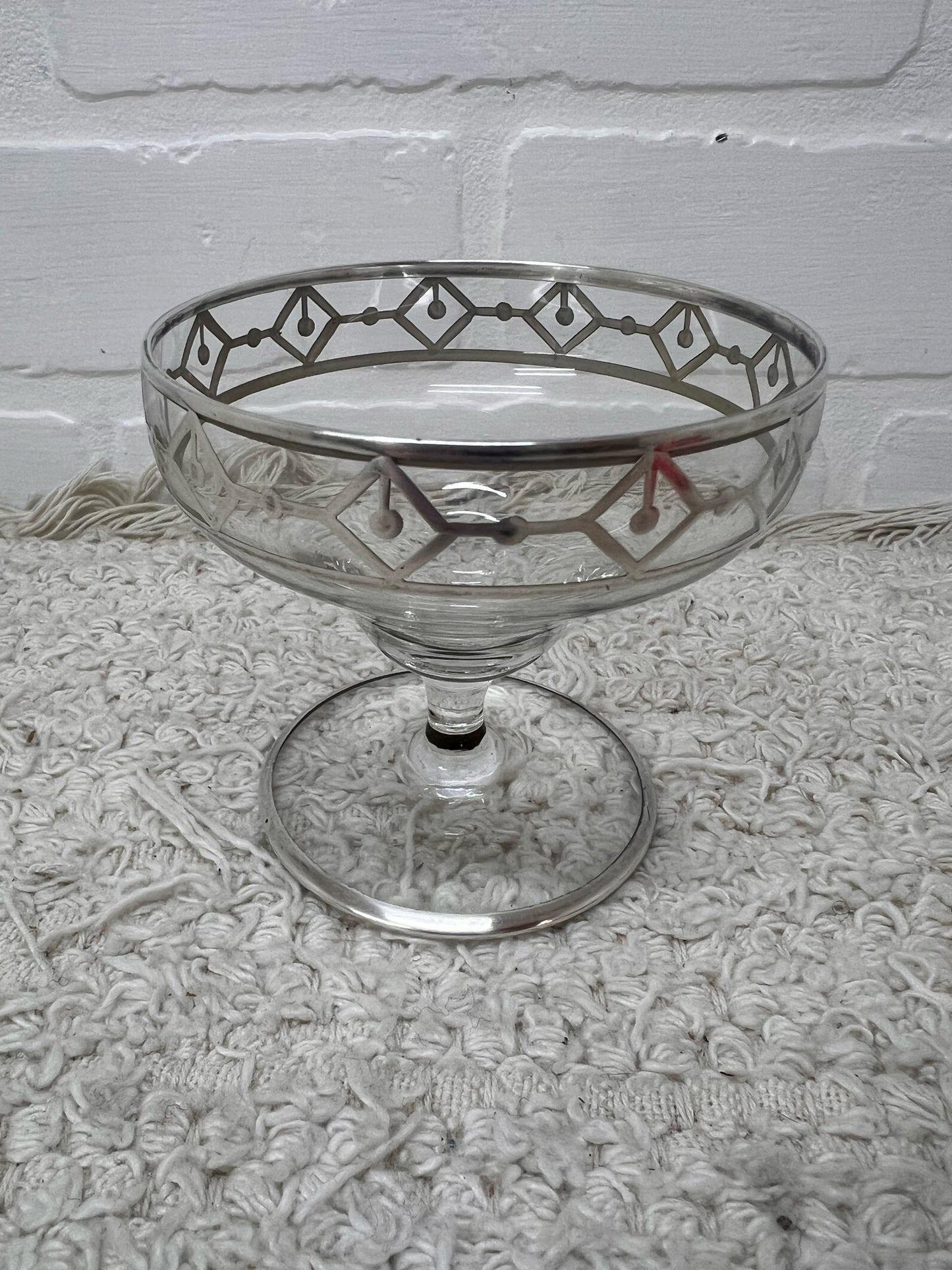 Vintage Art Deco Silver Overlay Sherbet Coupe Glasses Set of 4