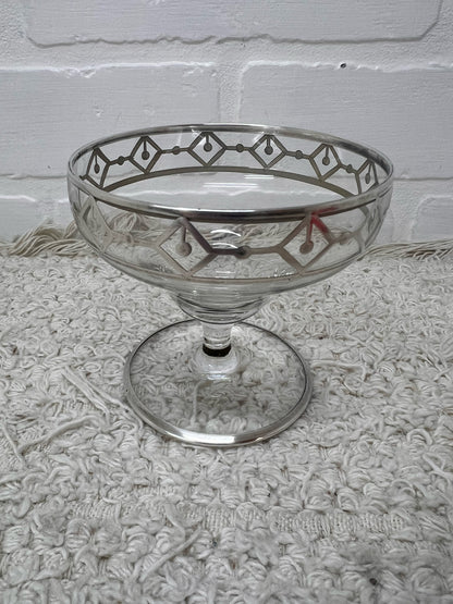 Vintage Art Deco Silver Overlay Sherbet Coupe Glasses Set of 4