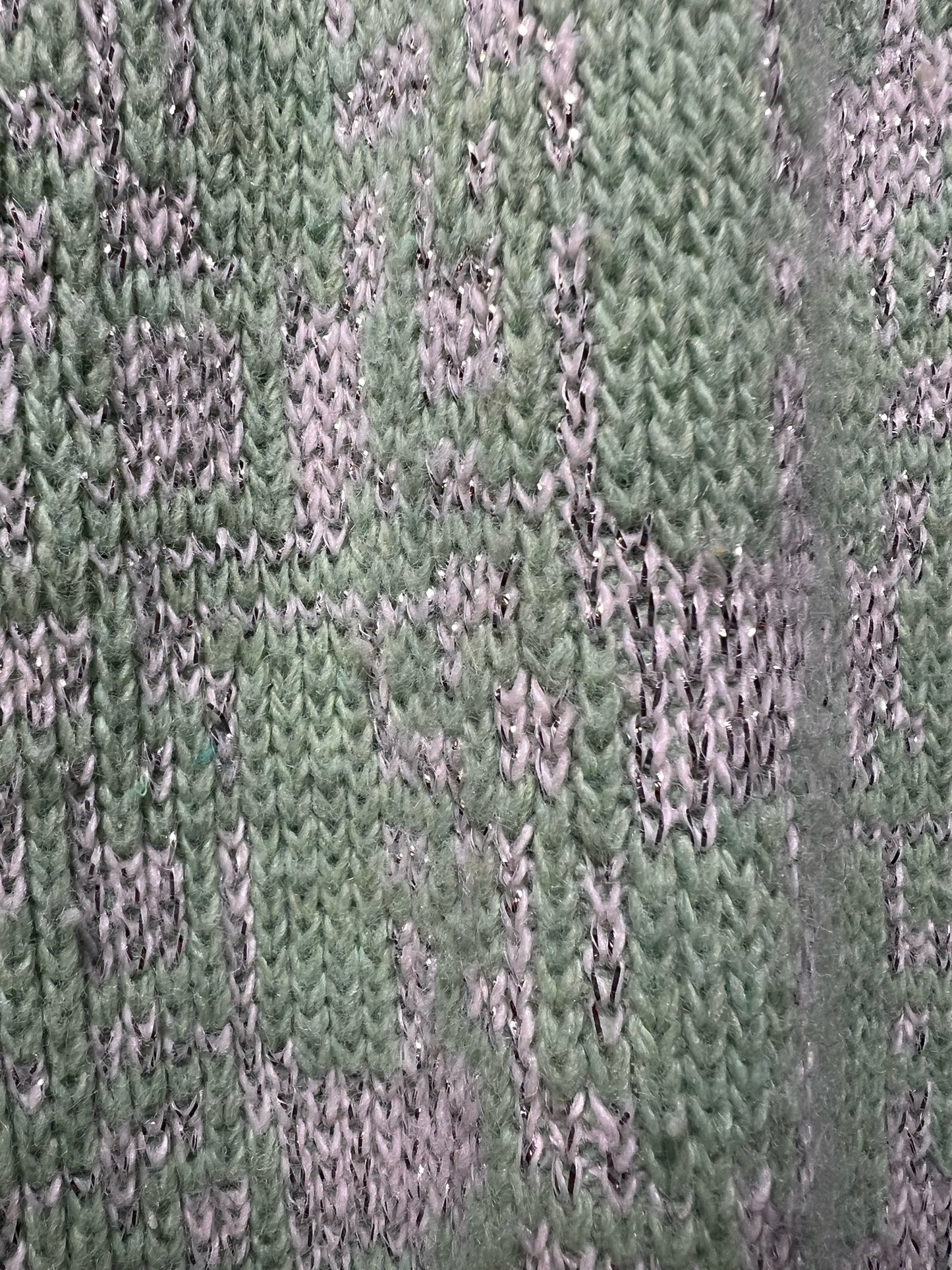 Size M Sally Gee Vintage Mint Green Cardigan with Metallic Detail