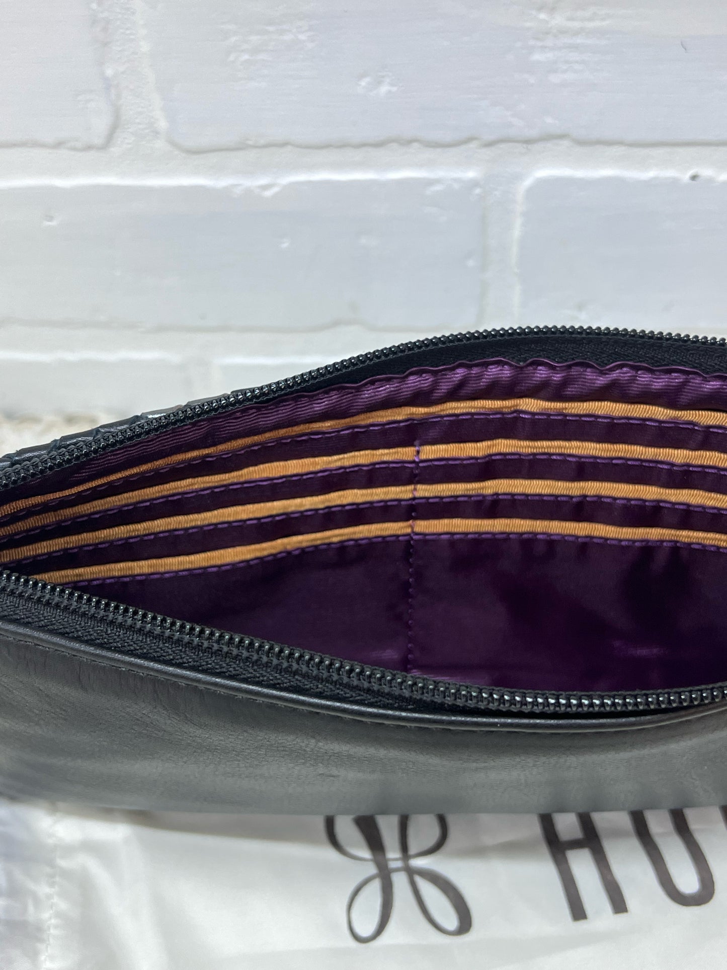 NWT Hobo Vide Wristlet in Black Metallic Woven Leather