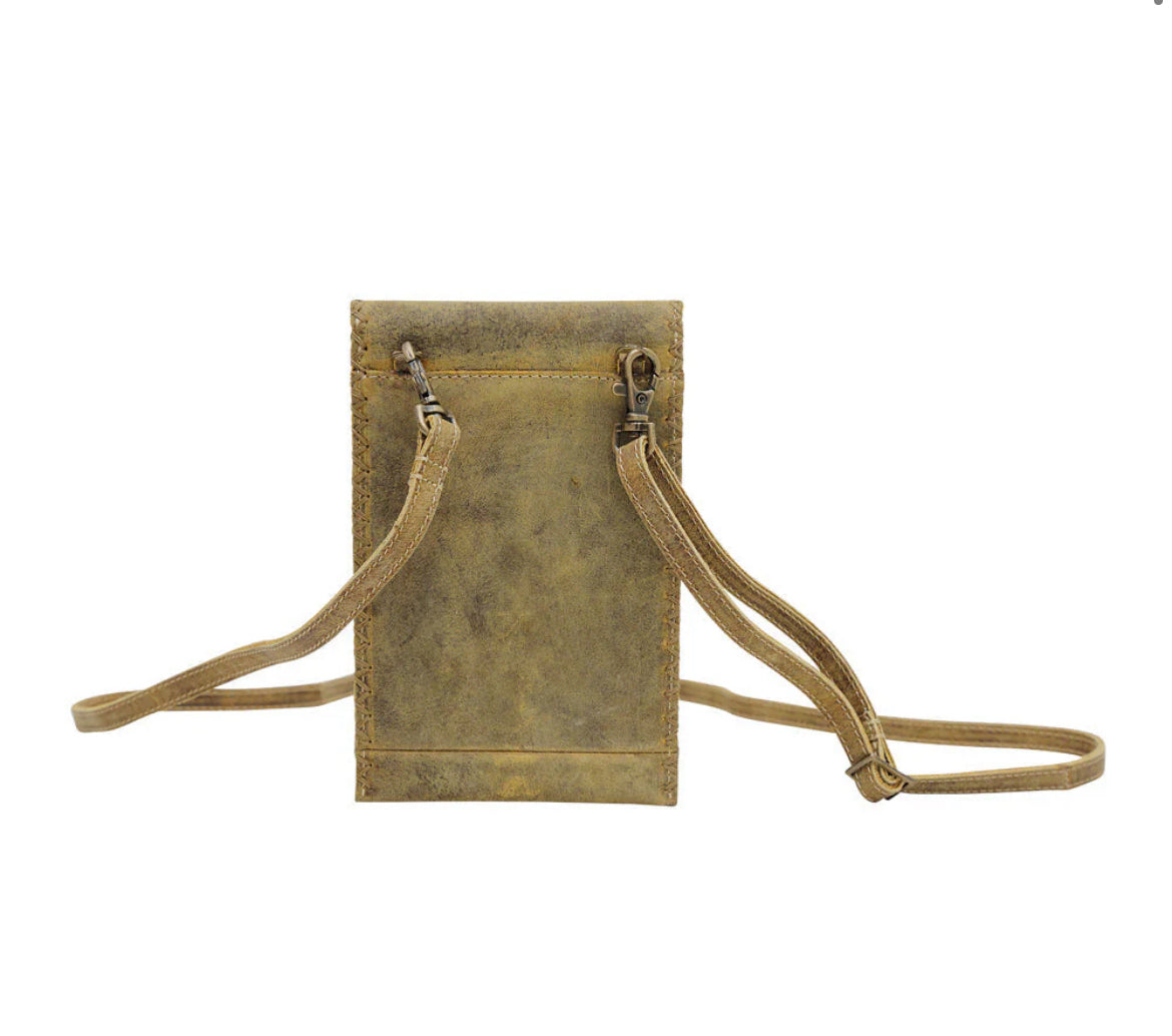 Myra Bag Mahogany Bloom Crossbody Wallet – Women’s Genuine Leather Zipper Wallet with Detachable Strap, 7.25"x4.75", Brown Boho Organizer Purse