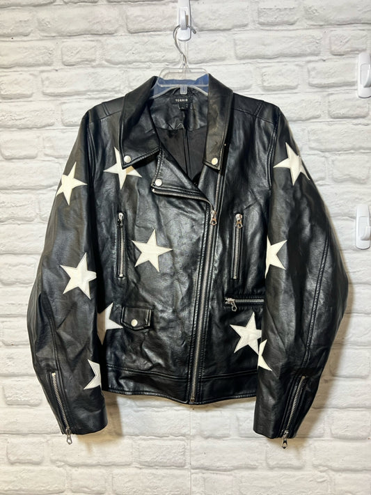 Size 4X Torrid black faux leather & white star moto jacket