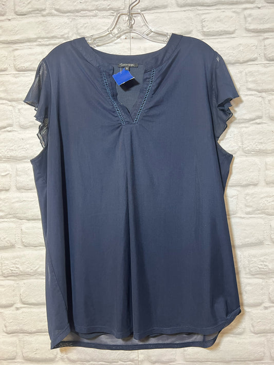 Size 1X Paper Moon navy blue blouse
