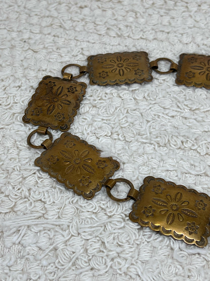 32" Copper Stamped Concho Belt Vintage 1970's