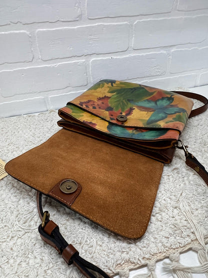 Patricia Nash Vallata Crossbody Bag - Leather with Butterfly Watercolor Print