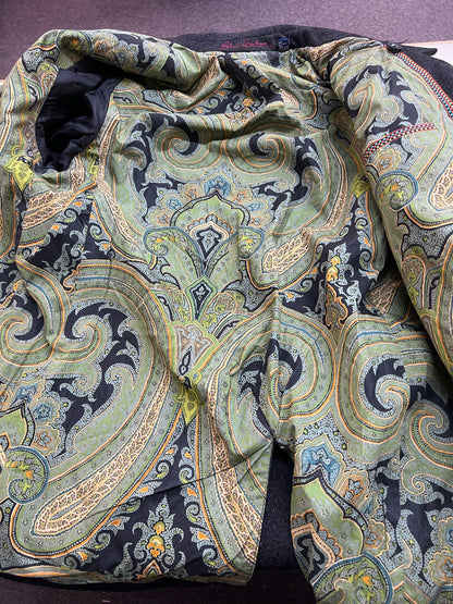 Robert Graham Mens XL Dark Gray Wool Peacoat w/ Paisley Lining