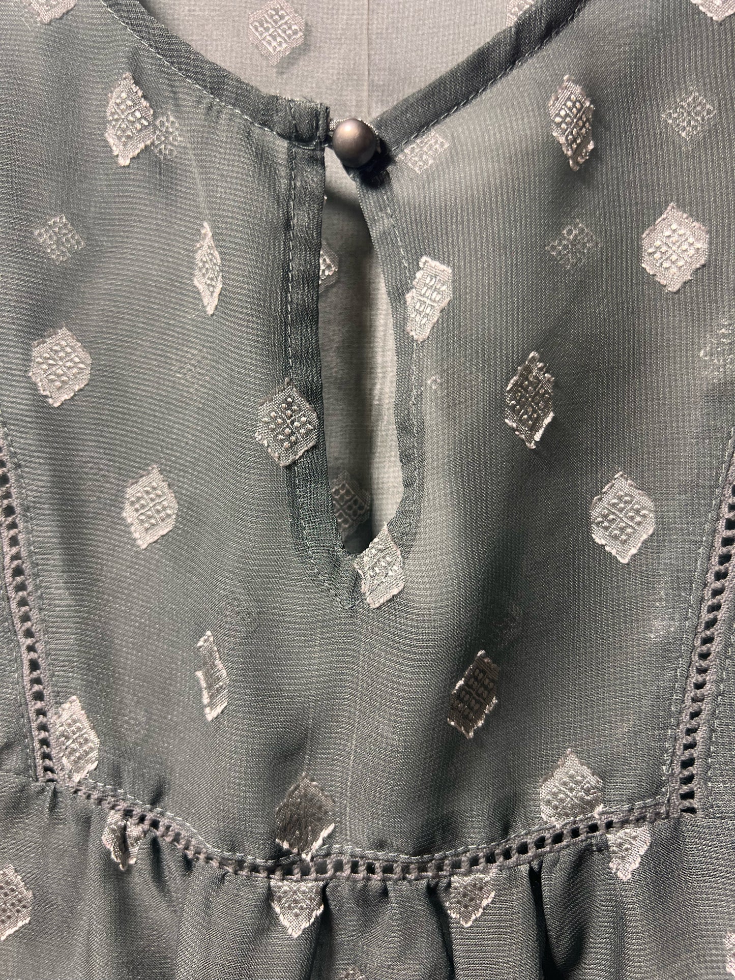 Size S Semi-Sheer Gray & Silver Blouse