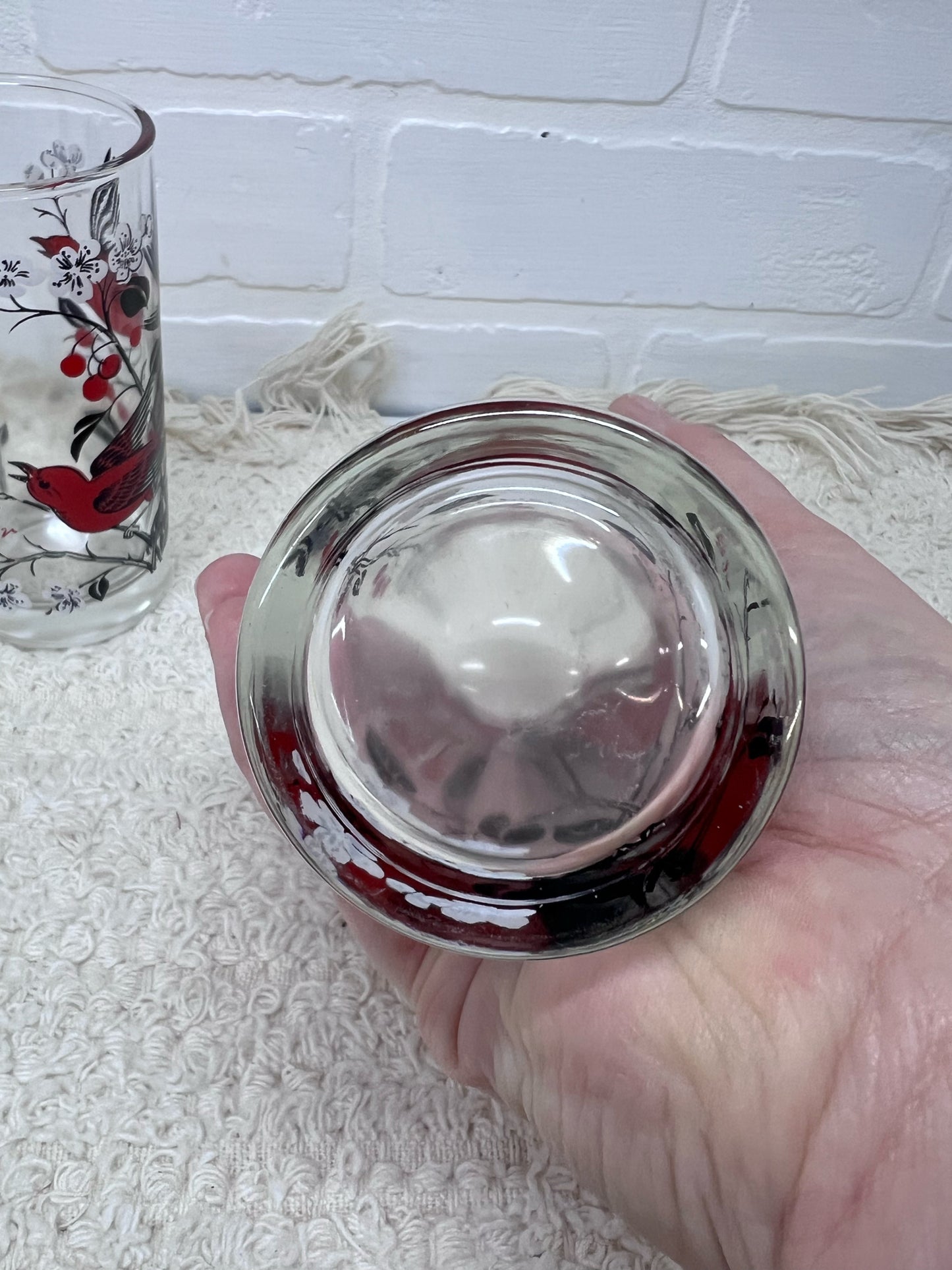 Hazel Atlas Set of 2 Scarlet Tanager Drinking Glass