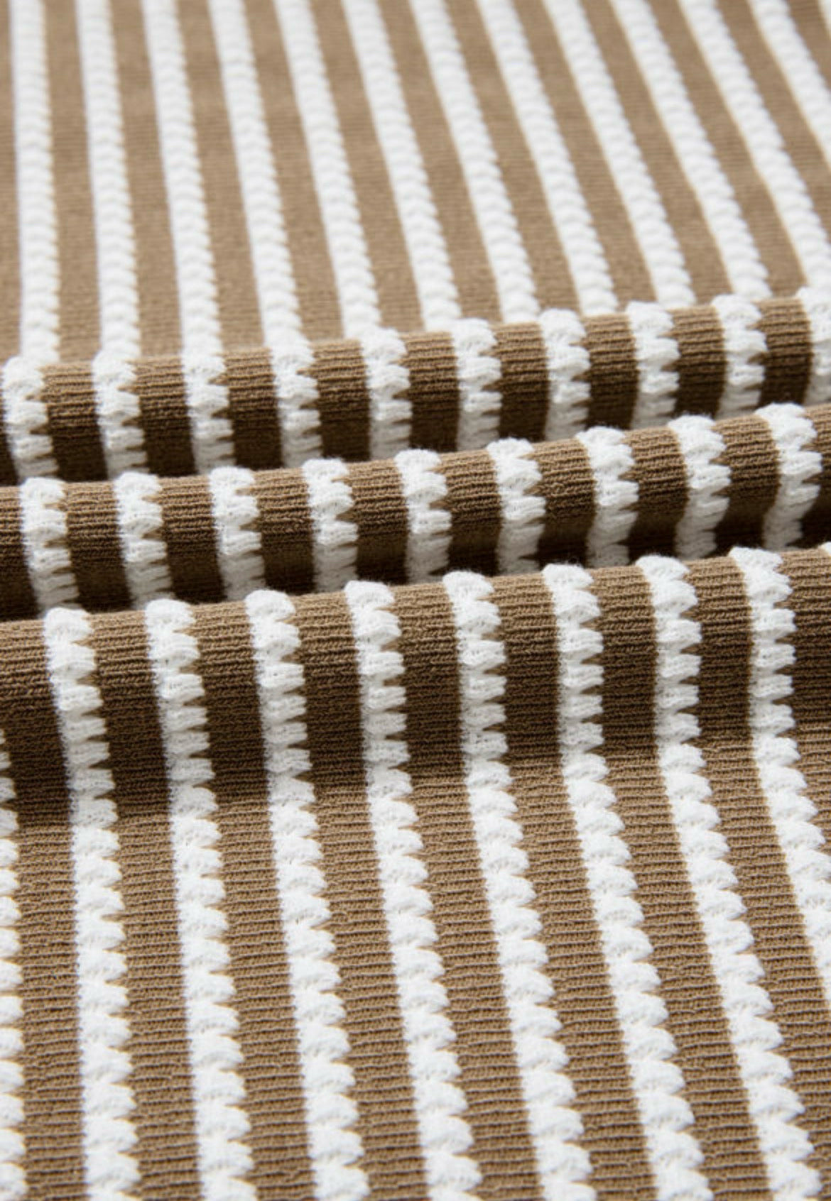 Khaki Stripe Textured Dolman Sleeve High Low Top Sizes 1X - 2X - 3X