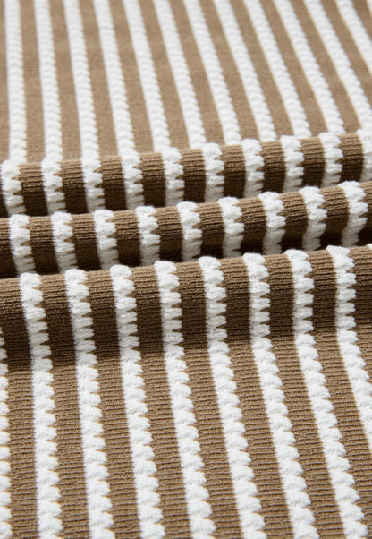 Khaki Stripe Textured Dolman Sleeve High Low Top Sizes 1X - 2X - 3X