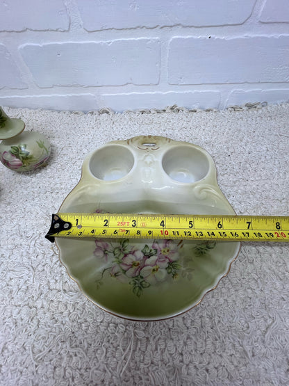 Nippon Vanity Set - Hand painted rose pattern