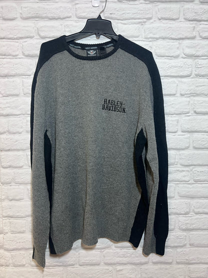 Size 2X Harley-Davidson NWT Mens' Wood Blend Gray & Black Sweater