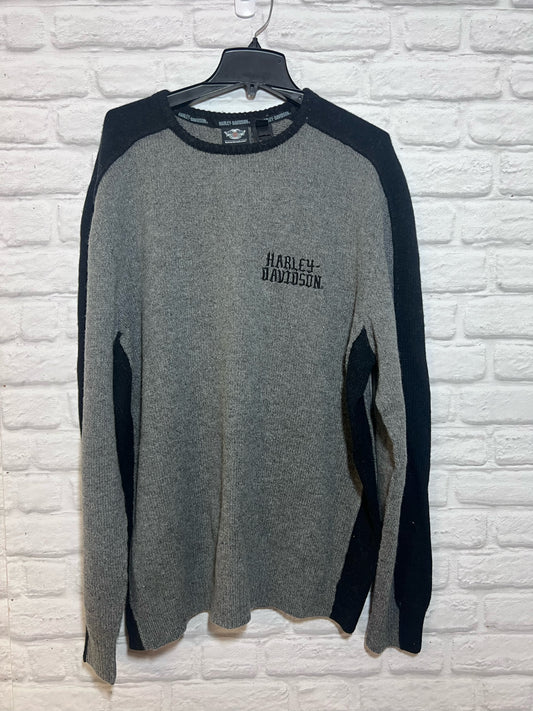 Size 2X Harley-Davidson NWT Mens' Wood Blend Gray & Black Sweater