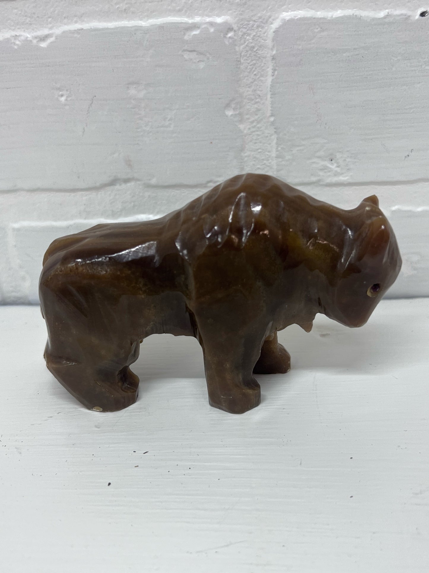 Vintage Hand Carved Stone Bison