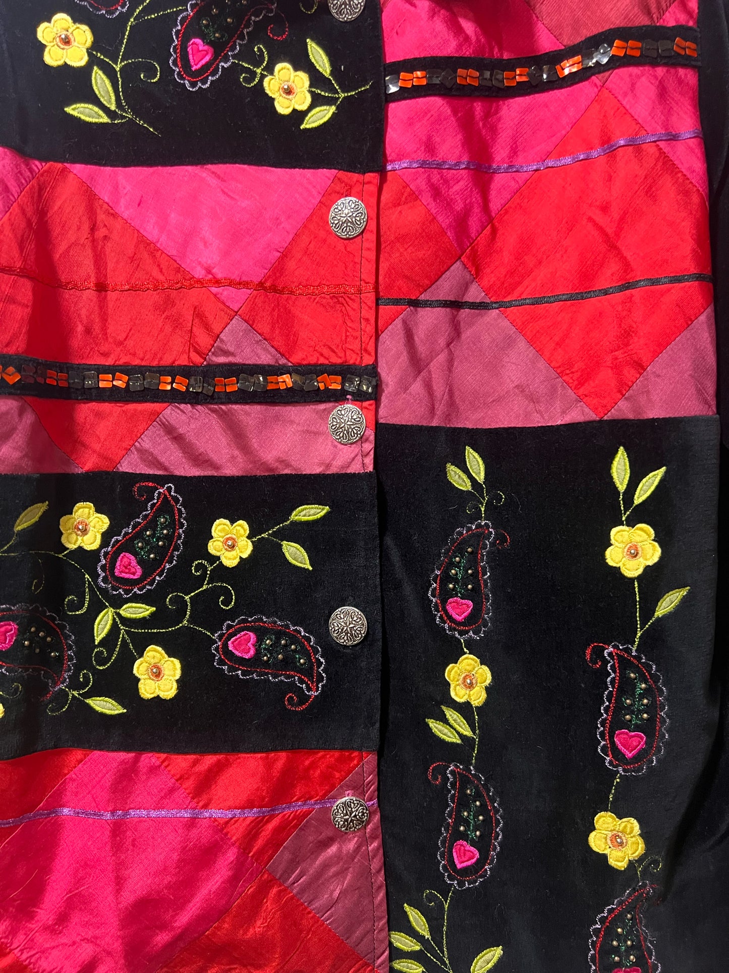 Size M Coldwater Creek Black Velvet & Silk Embellished Jacket