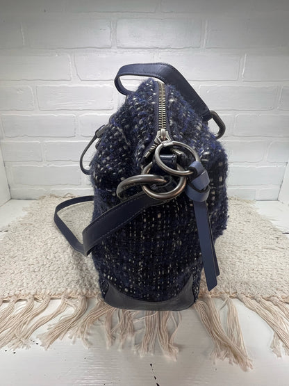 Coach Chelsea Boucle Mersin Purse Shoulder Tote in Navy Blue Tweed