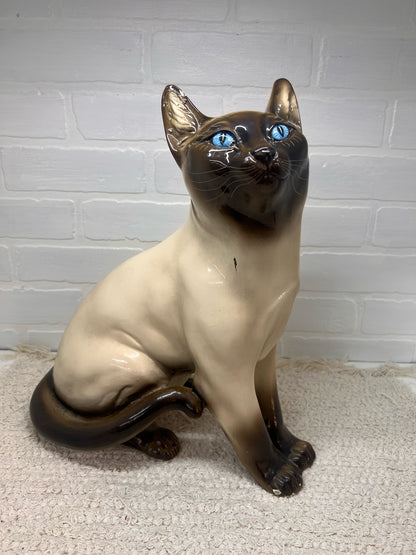Marwal Ceramics 15/5" Siamese Cat Blue Eyes Mid-Century