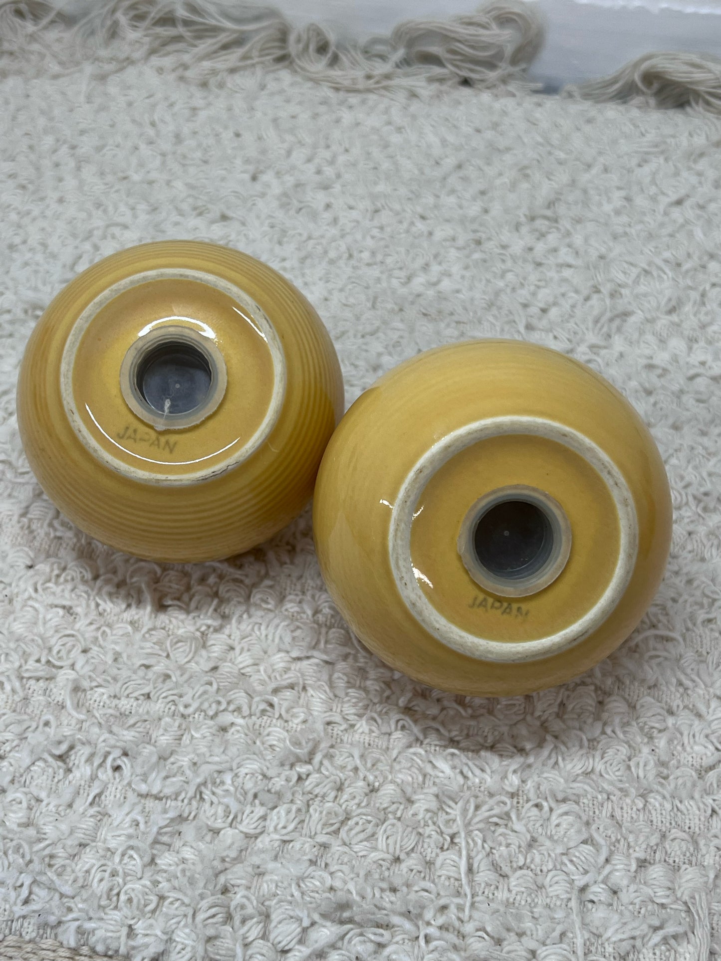 Yellow Ball Salt & Pepper Shaker Set (2) Stamped Japan
