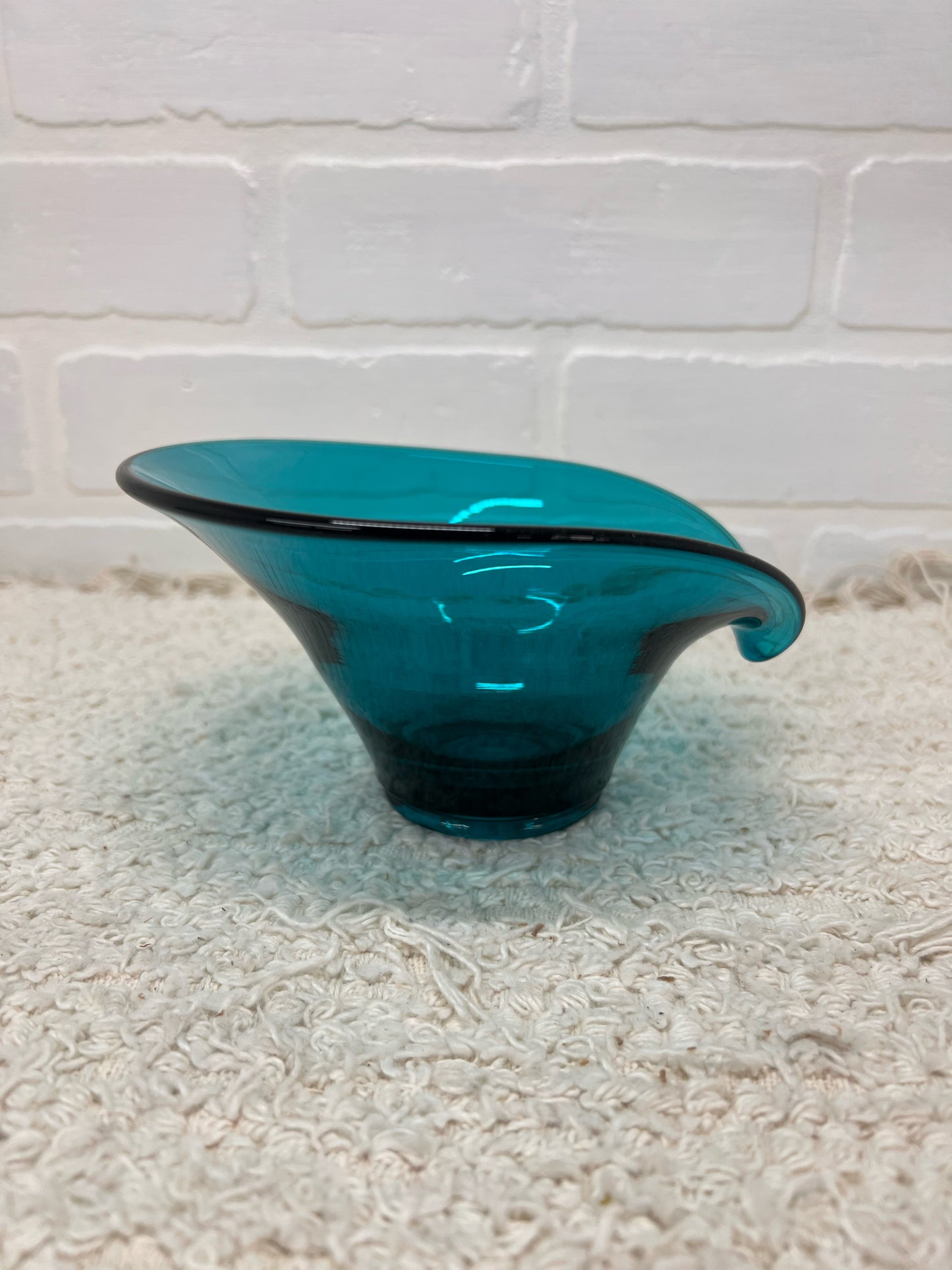 Viking Glass Blunique BonBon Bowl MCM Art Glass