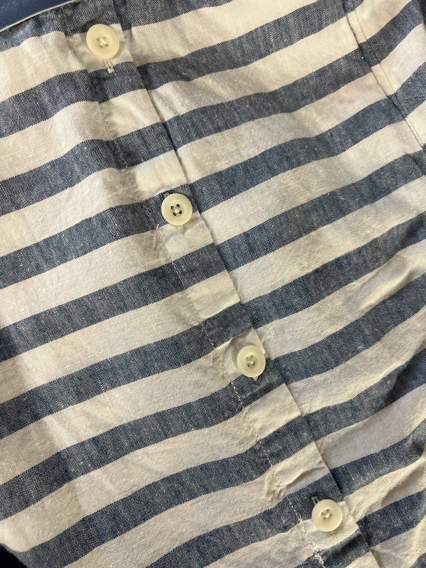 Size 1X J Jill Blue & White Striped Linen Midi Skirt