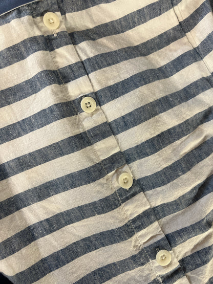 Size 1X J Jill Blue & White Striped Linen Midi Skirt