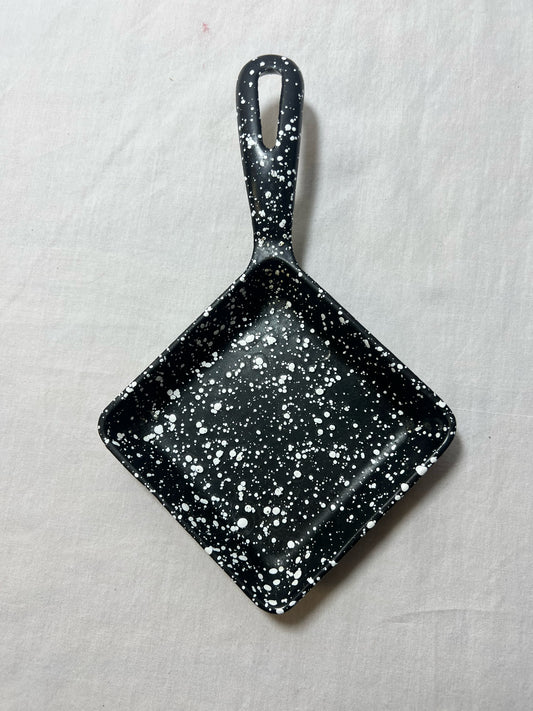 Black & White speckled cast iron square egg skillet