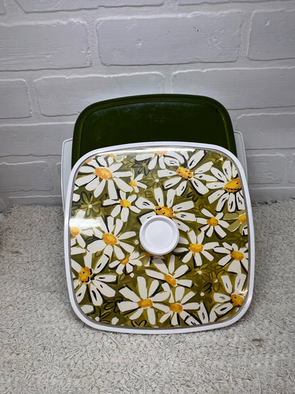Thermo-Serv Vintage Daisy Patterned Covered Warming or Cooling Dish