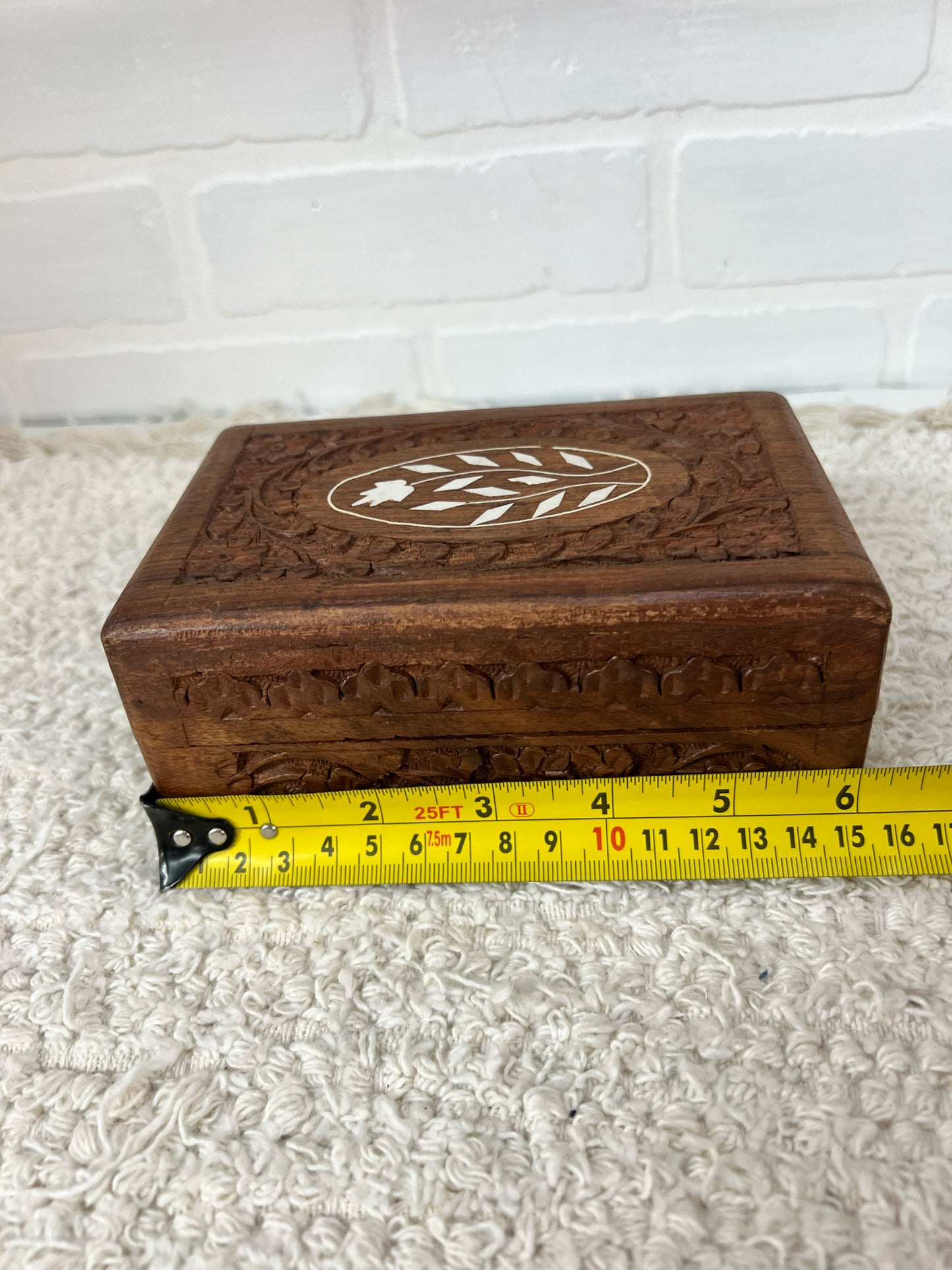 Carved floral wood box