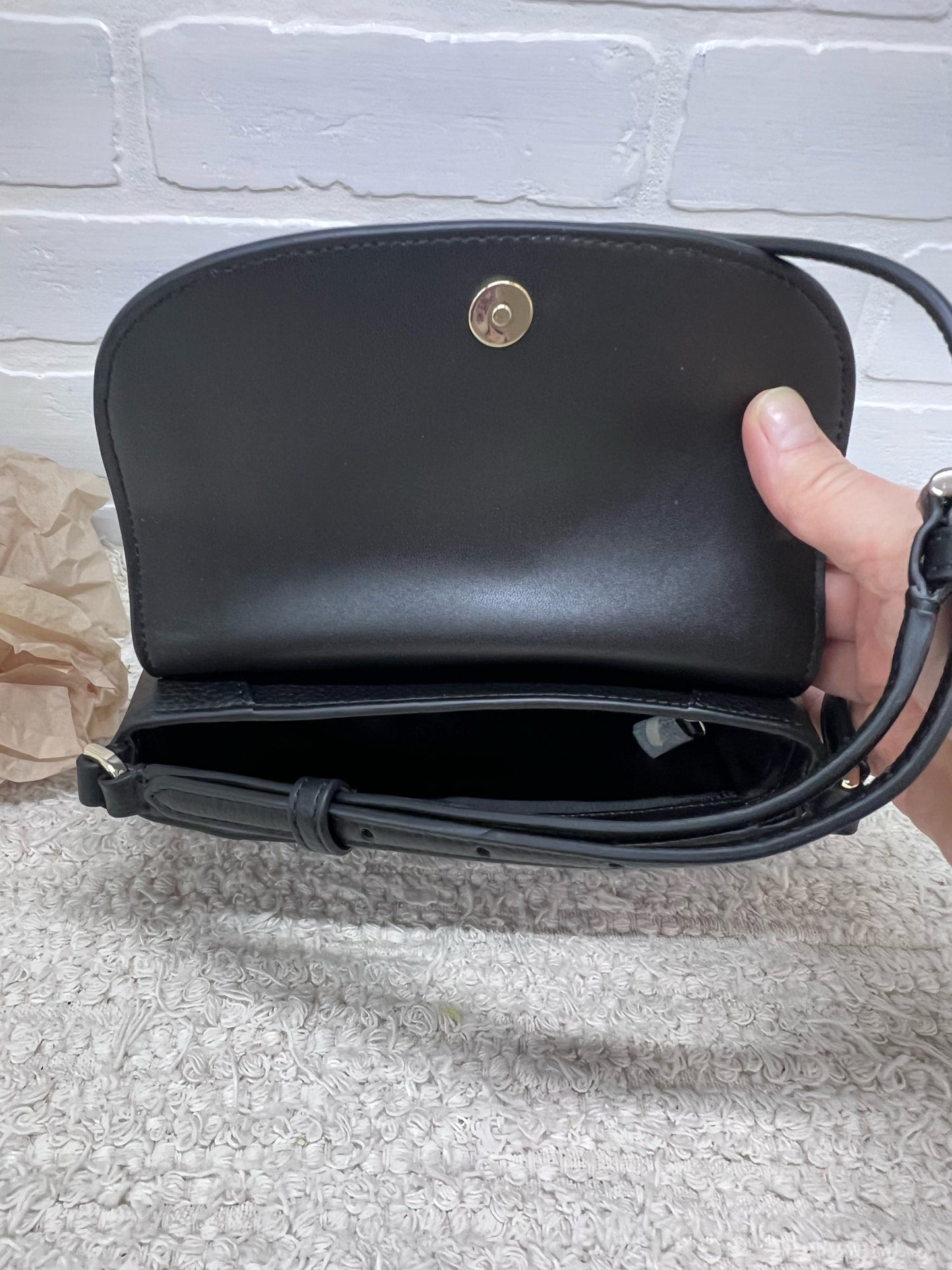 Kate Spade Monica Mini Flap Crossbody in Black Leather