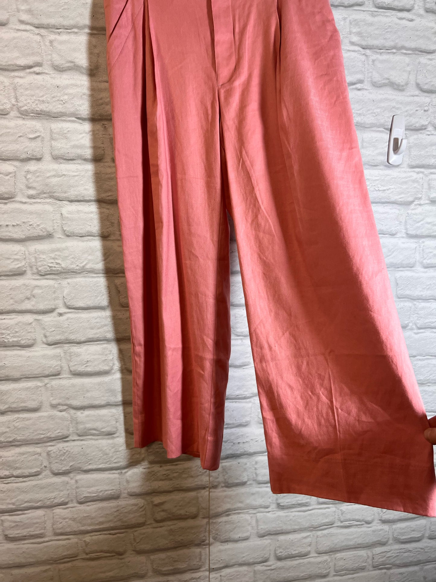 CAbi Size S Pink Linen Blend High Waist Wide Leg Crops